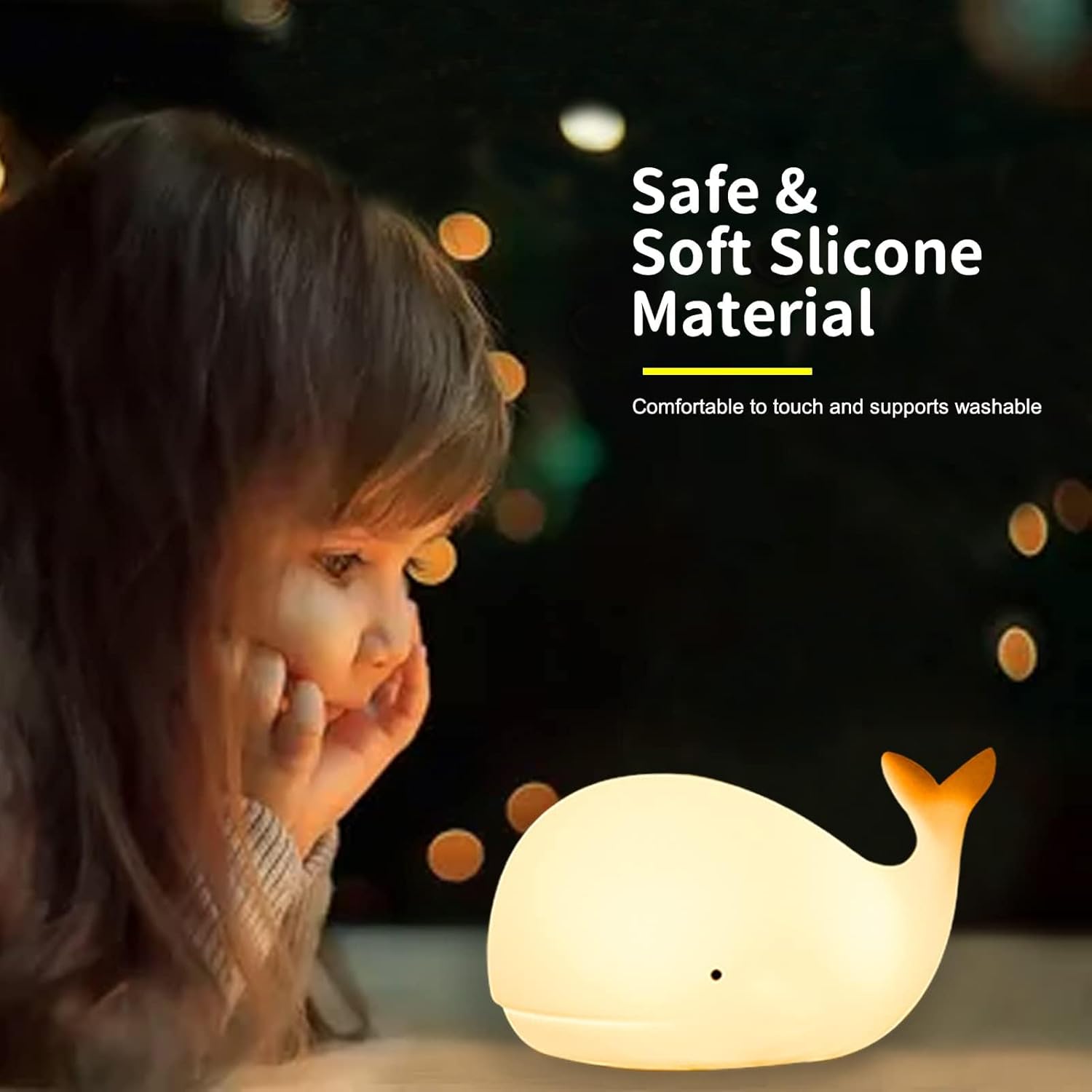 Cute Night Light for Kids - Nightlight for Children Animal Whale Night Lamp Birthday Halloween Christmas Gift with Color Changing USB Rechargeable for Toddler Baby Bedroom (Whale)