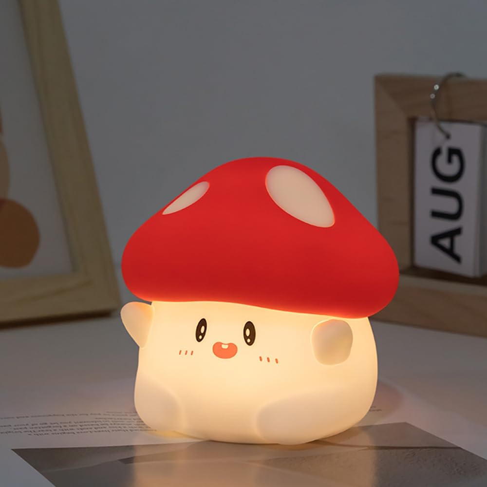 LED Mushroom Silicone Night Light Soft Sleeping Nursery Night Light Dimmable Timer Rechargeable Lamp Room Decor Baby Bedside Lamp