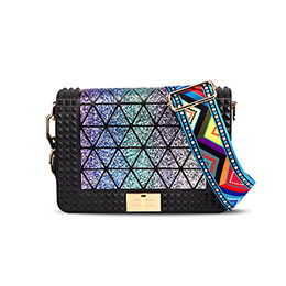 Diamond-patterned crossbody bag