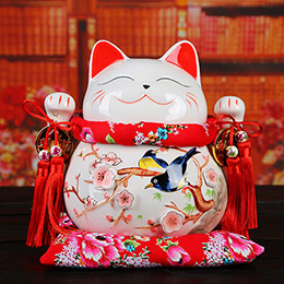 Ceramic Mini Lucky Cat Figurine