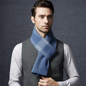 Men's wool British plaid scarf