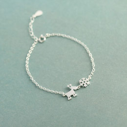 Snowflake Deer Sterling Silver Bracelet