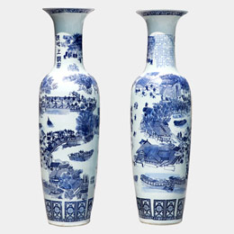 A pair of Qingming Shanghe Tu vases
