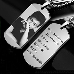 Men's Titanium Steel Engraved Military Badge
