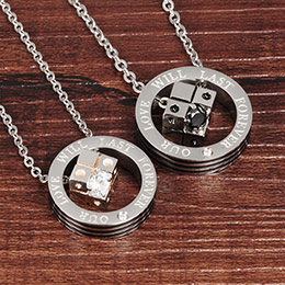 Couple titanium steel magic cube necklace