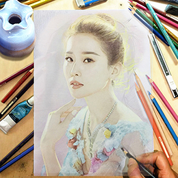 Real person colored pencil sketch portrait