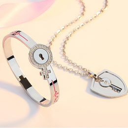 Couple's Love Lock Bracelet Necklace