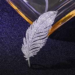 Love Crystal Feather Brooch