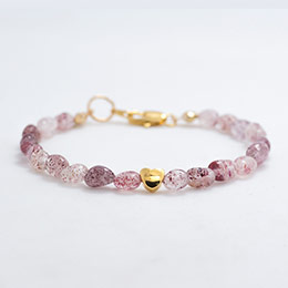 Strawberry crystal gold-plated heart bracelet