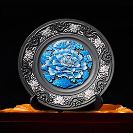 Golden Crow Charcoal Carved Hibiscus Ornament