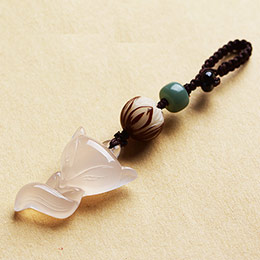 Natural Jade Fox Keychain