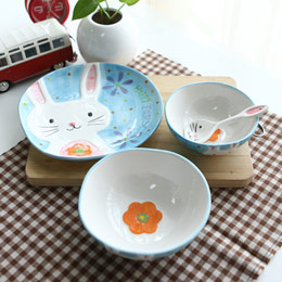 Creative hand-painted animal ceramic bowl set