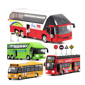 Children's double-decker alloy bus toy
