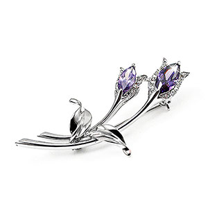 Purple tulip crystal brooch