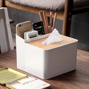 Solid wood tissue storage box