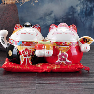 Wedding lucky cat candy jar