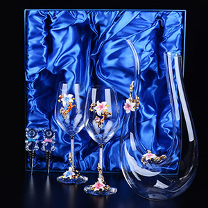 Enamel crystal wine set gift box