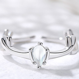 Forest style sterling silver antler ring