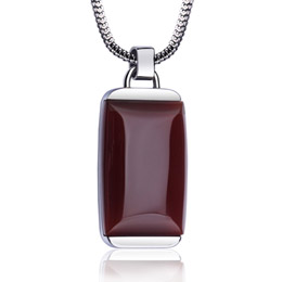 Men's Tungsten Gold Red Agate Pendant