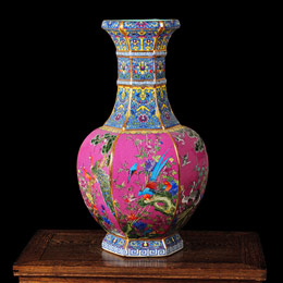 High-end imitation Qianlong Forbidden City flower and bird vase
