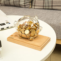 Transparent glass piggy bank