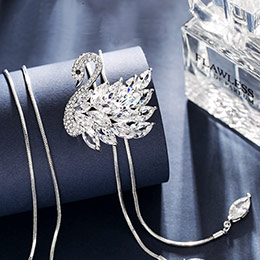 925 silver diamond swan pendant