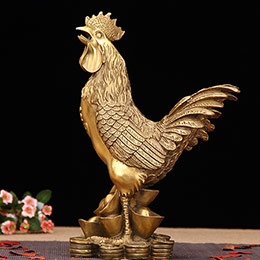 Pure copper ingot golden rooster ornament