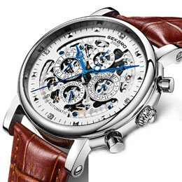 Scarlo Men's Skeleton Mechanical Watch