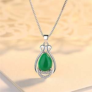 Green Agate Sterling Silver Necklace
