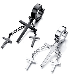 Korean style cross earrings for men
