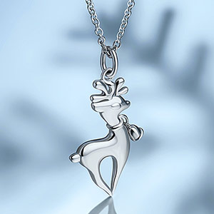 Bell Reindeer Sterling Silver Necklace