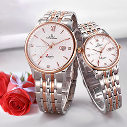 Stainless steel quartz couple watch