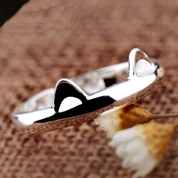 925 silver cat open ring