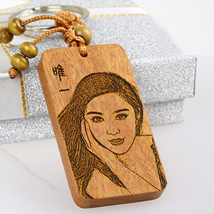 Solid wood photo keychain customization