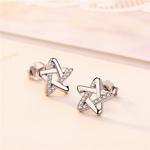 Five-pointed star sterling silver earrings