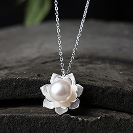 Natural Pearl Lotus Pendant