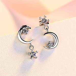 Star and Moon Shining Women's Earrings