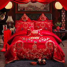 Wedding embroidery four piece bedding set
