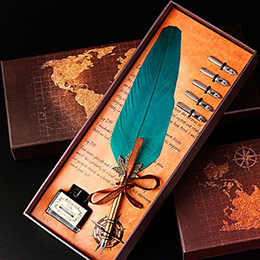 European retro feather pen set
