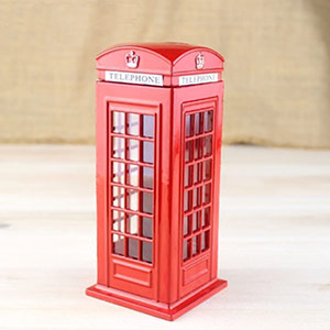 British style telephone booth piggy bank