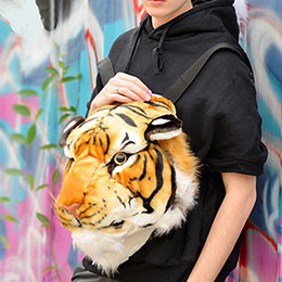 Creative tiger head ladies backpack