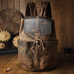 Men's handmade cowhide school bag