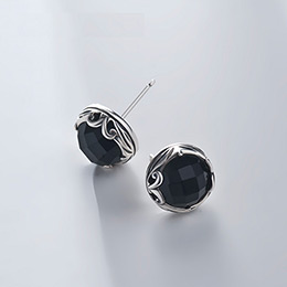 Black Chalcedony Men's Earrings