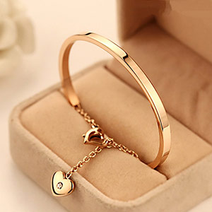 Rose gold titanium steel bracelet for girls