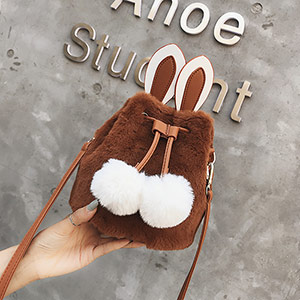Cute plush bunny shoulder bag
