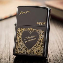 ZIPPO Black Ice Heart Shaped Lighter