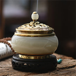 Natural jade pure copper incense burner