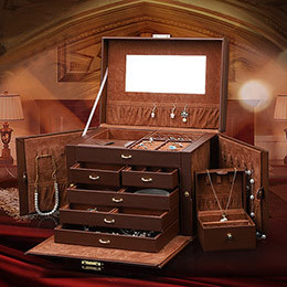 Multi-layer solid wood jewelry storage box