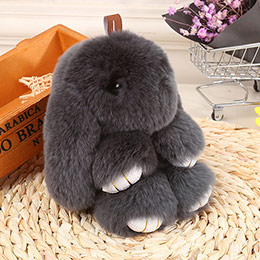 Cute Rex Rabbit Fur Ball Keychain