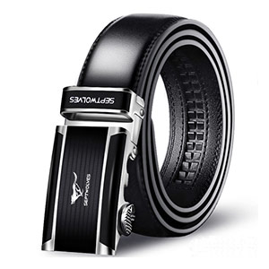 Septwolves men's leather automatic buckle belt